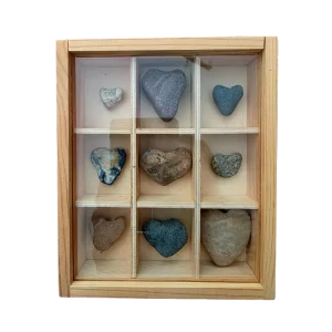 Heart shaped rocks shadow box