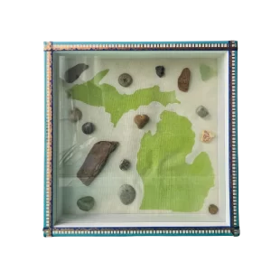 Heart shaped rocks shadow box